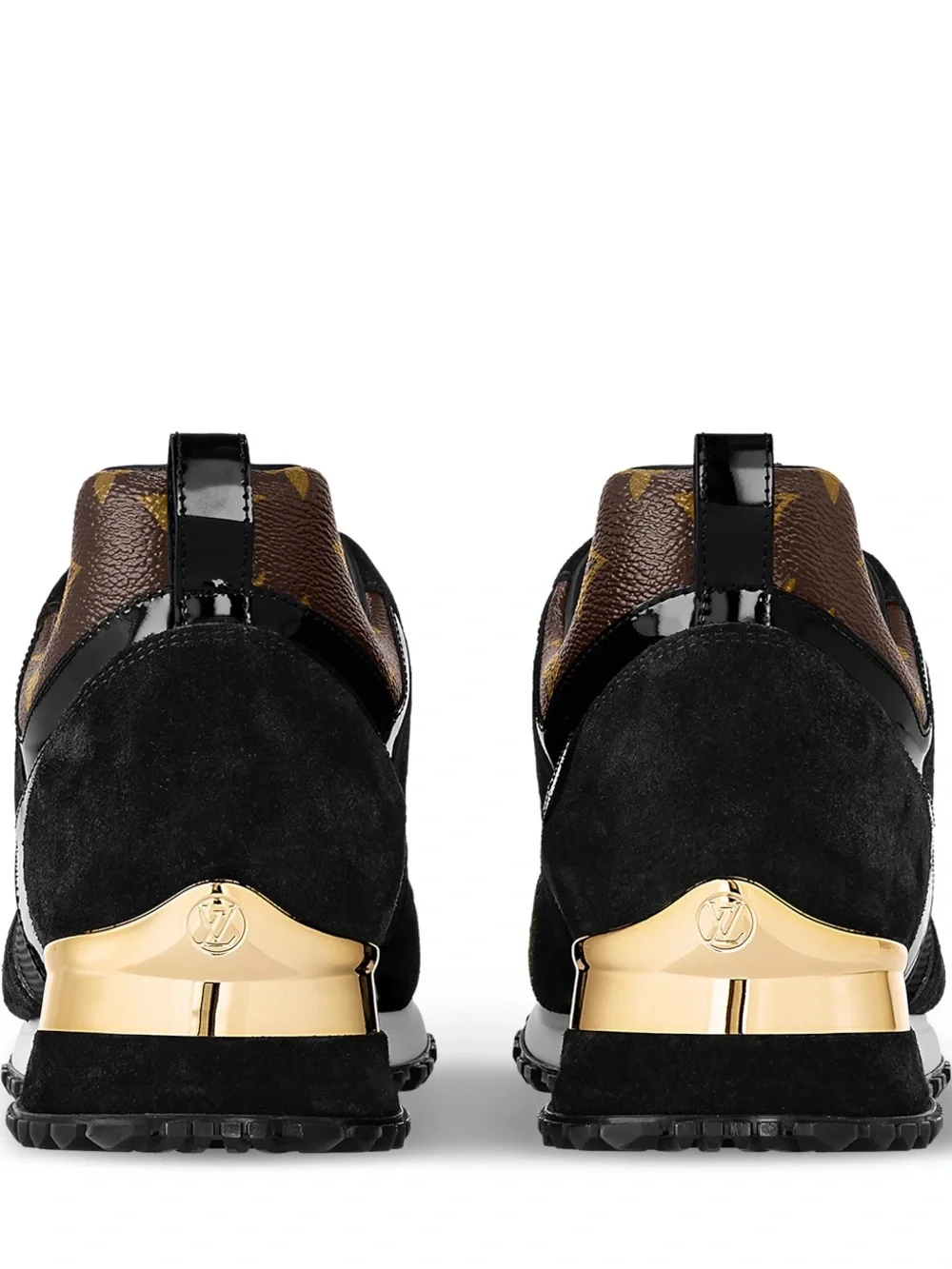 LOUIS VUITTON Run Away Black Suede Brown Monogram Runway Trainer Sneakers Shoes - Picture 5 of 16